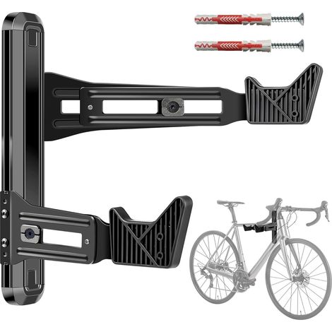 Porte-vélo mural Alliage d'aluminium, capacité de charge jusqu'à 40 kg Distance réglable du mur 18,5–28 cm Crochets en caoutchouc de 7,2 cm Pour VTT, vélo de course, vélo électrique (1/5)