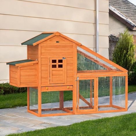 Poulailler orange en bois de sapin 179 x 67 x 115 cm (1/5)