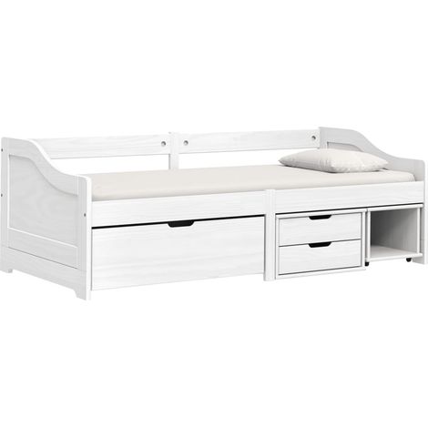 Lit de jour,Lit simple avec 3 tiroirs IRUN blanc 90x200 cm bois pin massif CFW51851 (1/5)