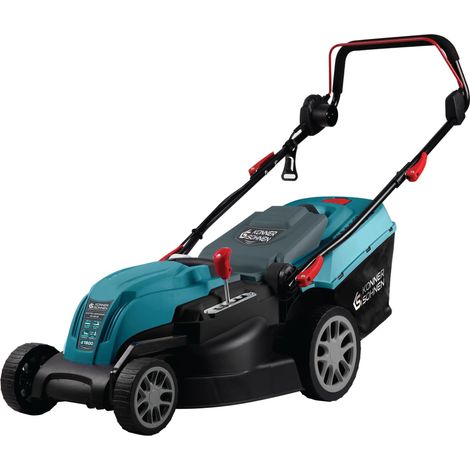 Cortacésped eléctrico Könner & Söhnen KS 42LM, 1800 W, ancho de corte de 42 cm, altura regulable, cesta recolectora de 45 L, potente y fiable, ideal para jardines de tamaño medio.