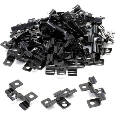 Lot de 100 Clips en Acier fin – Noir – 40 x 24 x 6 mm – Hauteur de serrage 6 mm – Montage des planchers lames dalles terrasse, fixation invisible (1/4)