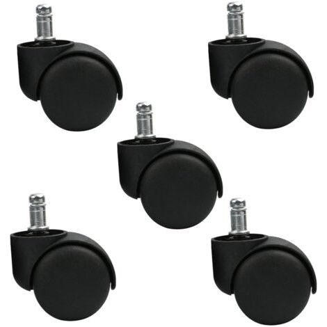 Set mit 5 Schwenkrollen für Hocker oder Bürostuhl - Schwarz - Leise Räder (1/5)