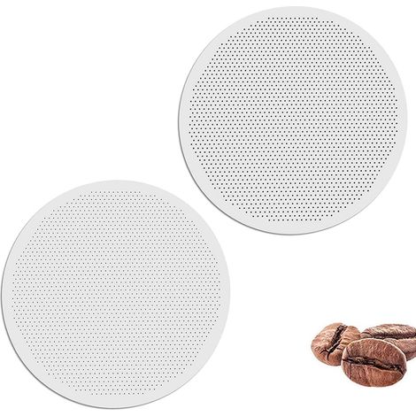 2 Stück Metall-Kaffeefilterscheibe, feinmaschiger Edelstahlfilter, waschbare und wiederverwendbare Kaffeefiltermatte, geeignet für Kaffeemaschinen