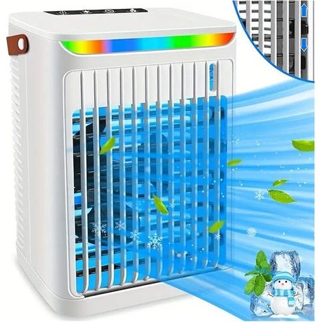 Mini-Tragbarer Klimagerät-Ventilator mit Sprühfunktion, 5 Geschwindigkeitsstufen und 680-ml-Wassertank – KZQ (1/4)