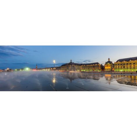 Tableau sur toile miroir place de la Bourse 30x97 cm - Impression sur Toile Murale Décorative - Image imprimée en HD sur Toile - Toile sur Châssis en Bois FSC - Fabriqué en France