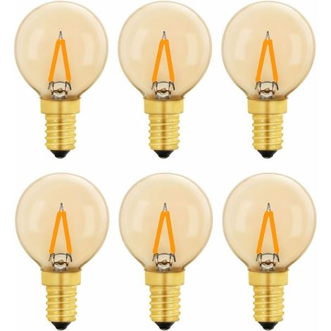 G40 Vintage Mini Ampoule E14 LED 1W, Ambre Edison Ampoule E14 de Remplacement 10W pour Lumières Décoratives, Blanc Chaud 2200K, Non Dimmable, Lot de 6 (1/4)