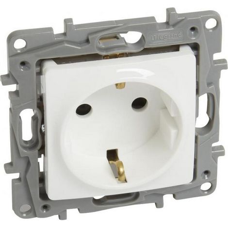 Enchufe Schuko monomando Niloe 16 A 250 V con obturadores, color blanco 764529