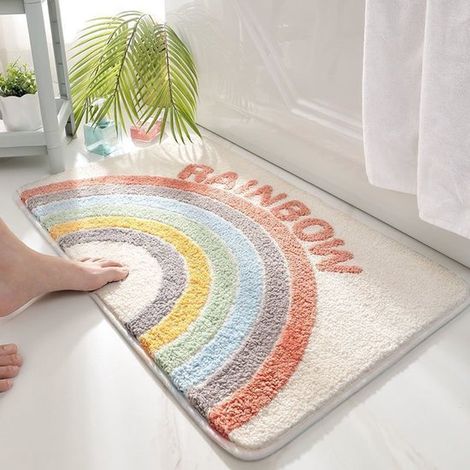 Tappetini da bagno antiscivolo e assorbenti, lavabili in lavatrice, tappetino da bagno morbido in peluche, tappetino doccia ad asciugatura rapida con retro in gomma antiscivolo, k (1/2)