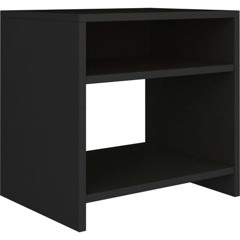 Mesita de noche con compartimento abierto 40 x 30 x 40 cm madera contrachapada negra DEC034392
