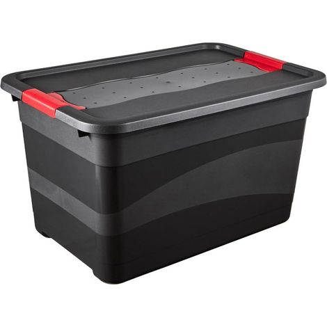 keeeper Contenitore da Trasporto con Coperchio e Chiusura a Scatto, Stabilità Extra, 59,5 x 39,5 x 34 cm, 52 L, Eckhart, Grigio Grafite