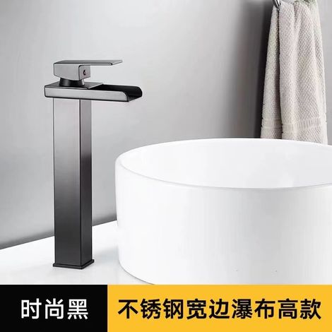 Factory direct price copper core countertop basin/washbasin/hand basin/washbasin hot and cold water faucet/bathroom faucet - black wide rim - tall model