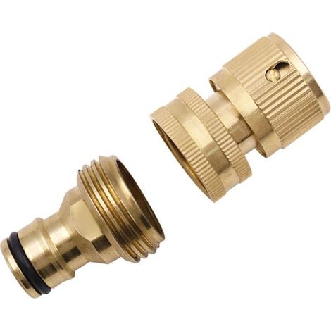 Connecteur Rapide de Tuyau D'arrosage, Connecteur de Robinet de Jardin en Laiton, Connecteur de Robinet de 3/4 Pouce, Adaptateur de Robinet de Tuyau de Tuyau D'arrosage à Filetage Femell (1/3)