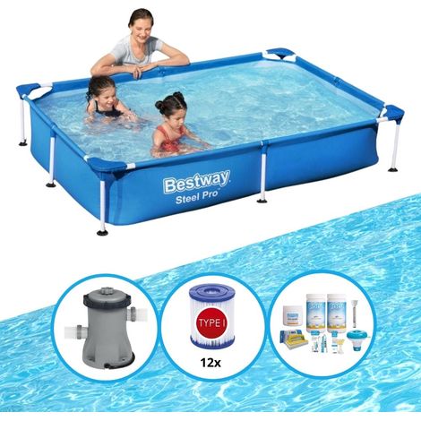 Bestway Bestway Steel Pro Rectangulaire - 221x150x43 cm - 4-pièces S22706 (1/4)