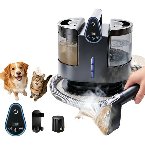 Limpiador a vapor, temperatura regulable, 3 modos de succión, negro. (1/2)