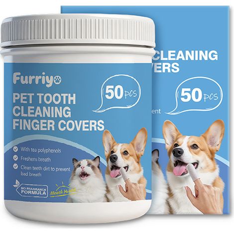 Furriyo Zahnreinigungs-Fingerlinge mit Tee-Polyphenol-Formel für Haustiere, geeignet für Katzen und Hunde, entfernt Zahnstein und erfrischt den Atem (1/5)