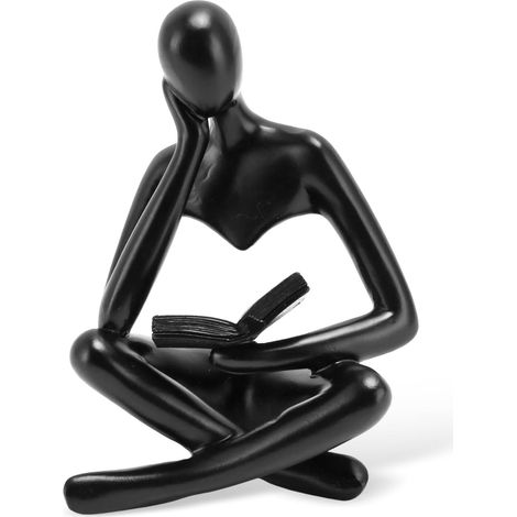 Statuette déco penseur abstrait, résine noire, bibliothèque, étagère, 11,5 cm, qualité professionnelle (1/5)