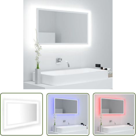 The Living Store LED-Badspiegel Weiß 80x8,5x37 cm Acryl - LED-Badspiegel - Wandspiegel - Badezimmerspiegel - Spiegelschrank - Weißes Badezimmer (1/5)