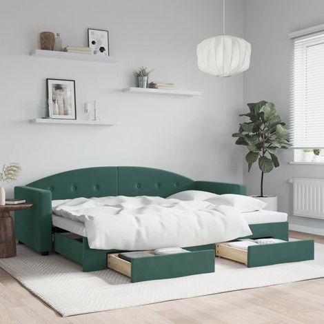 Lit de jour avec gigogne et tiroirs-Canapé-lit avec Rangement sans matelas 80x200 cm 112220 (1/5)