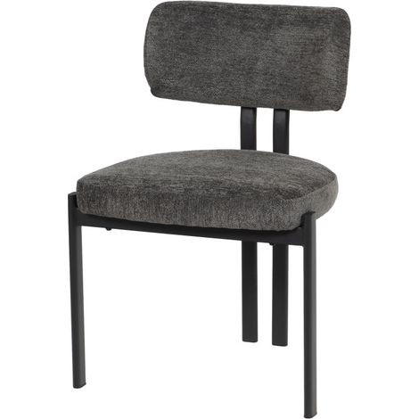 Amadeus - Chaise de salle à manger Gleen gris foncé avec piètement noir (lot de 2) (1/4)