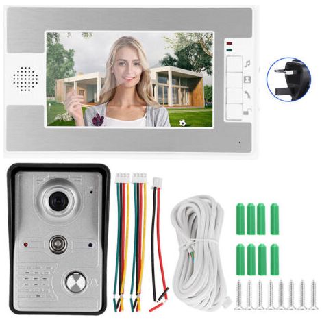 XVX – Interphone vidéo filaire 7 pouces – Écran TFT – Vision nocturne infrarouge – Alimentation AC100-240V – Installation murale facile - 100-240VUK (1/4)