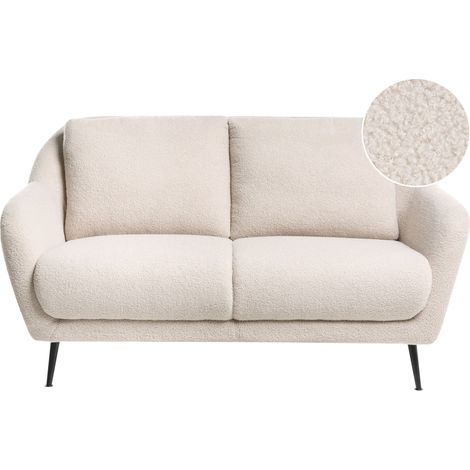 Divano 2 posti Boucle beige Gambe nere in ferro Eiby