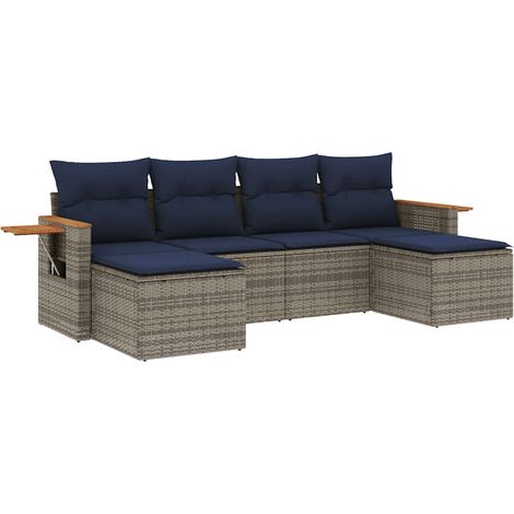 Maison Exclusive - 6-tlg. Garten-Sofagarnitur mit Kissen Grau Pol