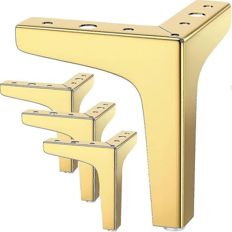 Ensemble de 4 pieds de meuble, supportant jusqu'à 800 kg, pieds de table triangulaires modernes en métal de 10 cm, pieds en épingle à cheveux pour armoires, couleur or - yujia (1/5)