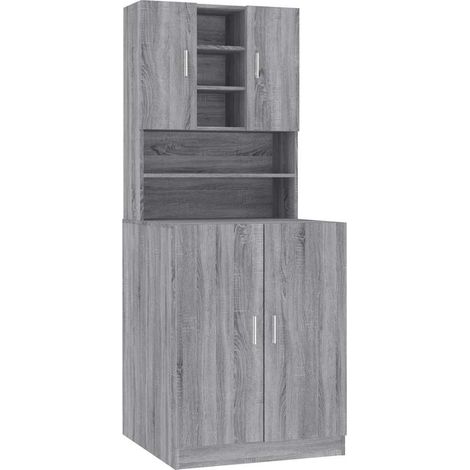 Maison Exclusive - Armario para lavadora madera contrachapada gri (1/5)