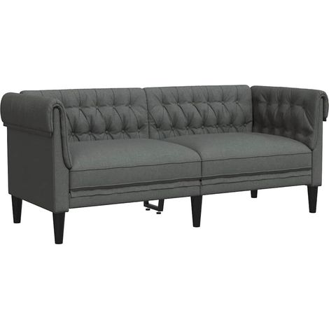 Canapé Sofa Chesterfield 2 places gris foncé tissu