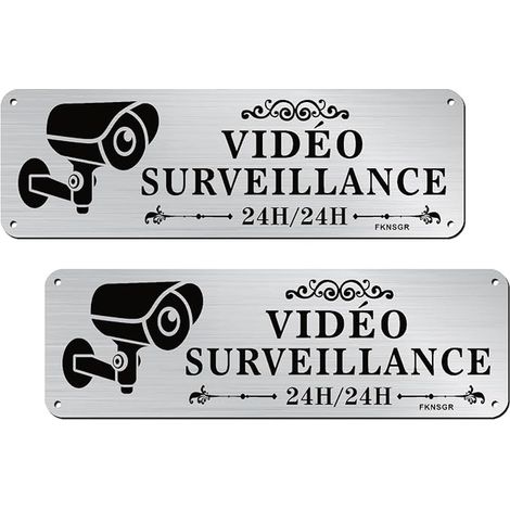 Panneau Vidéo Surveillance 25x8cm, Autocollant Aluminium (1/5)