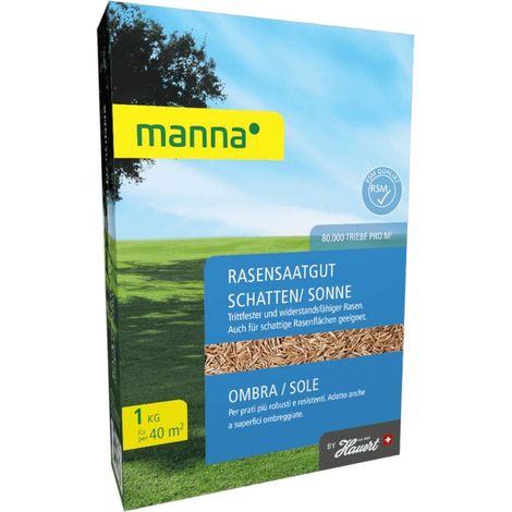 Manna - Graines de gazon pour zones ombragées et ensoleillées, 1 kg de graines de gazon, pour 40 m²