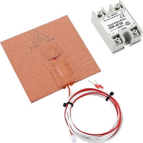 100 x 100 mm Silikon-Heizmatte mit Relais-Set, 220 V, 100 W, für 3D-Drucker-Heizbett (1/5)