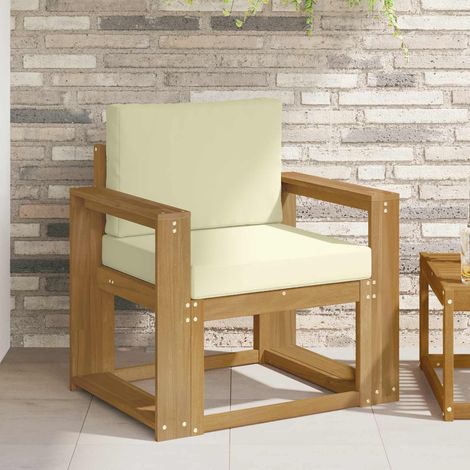 Ensemble de canapé de jardin modulable en bois d'acacia massif blanc et crème 2 pièces, 17kg - PANGIVO (1/5)
