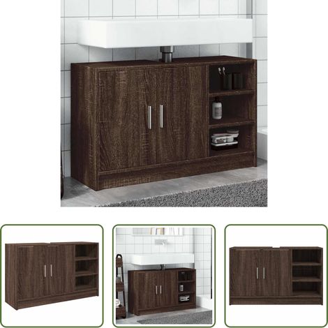 vidaXL Holz - Waschbeckenunterschrank Braun Eichen-Optik 90x29x55 cm (1/5)