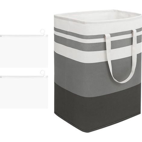 75L Gris Blanc Panier à Linge Pliable avec 2 Sacs de Rangement à Fermeture Éclair,Sac à Linge avec Poignée Grand Collecteur de Linges pour Chambre à Coucher,Salle de Bain,Appartement D'étudiant (1/3)