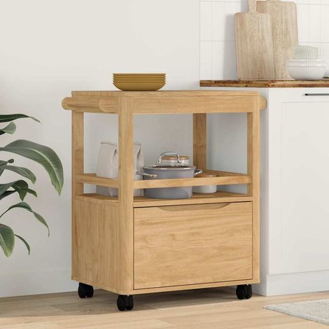 vidaXL Carrello da Cucina FLORO Marrone cerato 72,5 x 45 x 80 cm