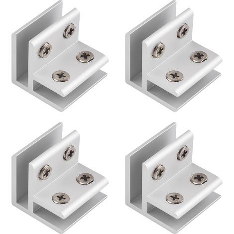 Pince en verre, Lot de 4 pinces ajustables à 90 degrés en alliage d'aluminium pour support d'étagère en verre, Connecteur pour verre de 58 mm d'épaisseur