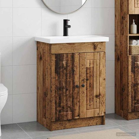 vidaXL Badezimmermöbel-Set Altholz 78,5 x 37,5 x 81 cm Holzwerkstoff (1/5)