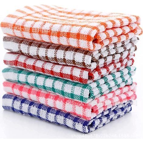 Lot de 12 torchons de cuisine en coton éponge – Séchage rapide – Lavables en machine – 28 x 40 cm – 10 crochets inclus (1/5)