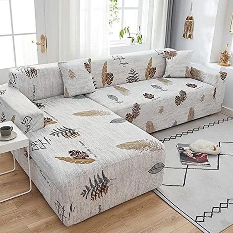 JSSEVN - House Corner Sofa Protector, Stretchable Corner Sofa Cover with Armrests, 3-Seater (L-shaped corner sofa requires two covers) (1/5)