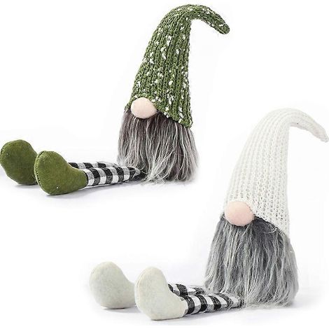 MIMIGO 2 PCS/3PCS Gnomos de peluche de lana tejida a cuadros con piernas largas, decoración navideña para el hogar, regalo de Navidad para niños (1/5)