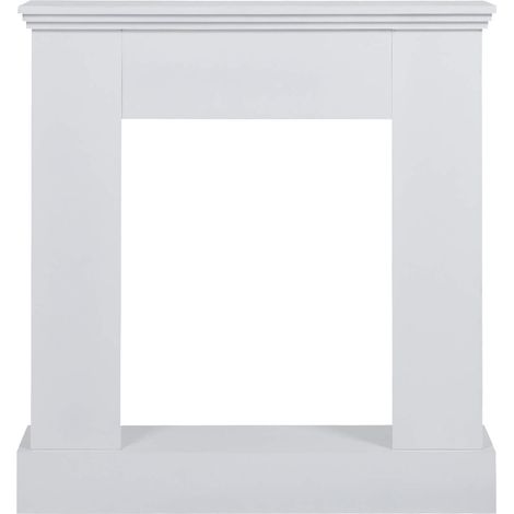 Mobili Rebecca – Cadre décoratif manteau de cheminée en bois blanc 98x93x23 cm – Meuble intérieur pour cheminées électriques – Ambiance chaleureuse (1/5)