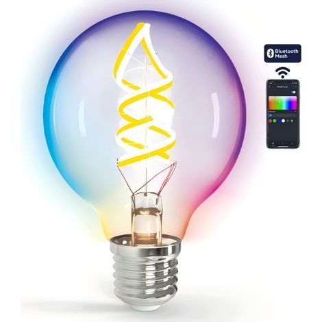 Ampoule connectée Aigostar G95 E27 4,9 W RGBW à filament spiralé artistique, avec Bluetooth.