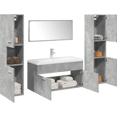 5-tlg. Badmöbel-Set Betongrau Holzwerkstoff (1/5)