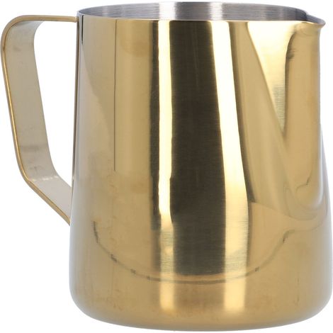Mousseur à lait en acier inoxydable 304 avec graduation interne, ouverture conique, pot à lait doré pour usage domestique, 600 ml (avec étiquette) (1/5)