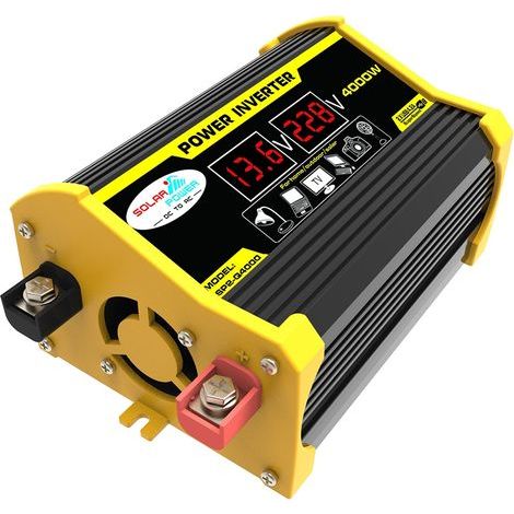 Spannungswandler Hochfrequenz-Rein-Sinus-Wechselrichter 4000 W Spitzenleistung Watt Leistung DC 12 V auf AC 220 V Autoladegerät mit dualen USB-Anschlüssen 2,1 A Anzeige (1/5)