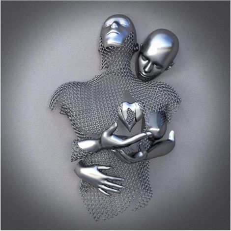 Cœur d'Amour 3D en Métal Moderne - Sculpture Murale Décorative sans Cadre pour Décoration d'Intérieur (1/5)
