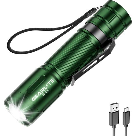 Lampe Torche LED Ultra Puissante Rechargeable, 2000LM Lampe de Poche Puissante Rechargeable Usb avec 3 Modes D'éclairage, IP65 Étanche Incassable Flashlight pour Camping Pêche Urgences Bleu (1/5)