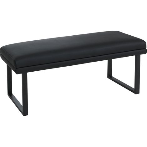 Sitzbank HHG-078, Polsterbank Garderobenbank Esszimmerbank, Metall Kunstleder 120cm schwarz