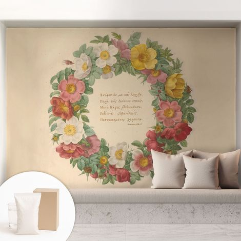 Papier peint intissé mural pour salon chambre à coucher tendance et originale - Colle incluse gratuite Couronne de fleurs 208x146 cm (1/5)